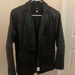 Vintage GAP Black Genuine Leather Jacket S